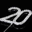 Crystal Rhinestone 20th Anniversary Cake Topper Party Birthday Favors Cake Decorating DIY Photo Props Silver