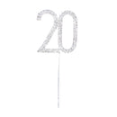 Crystal Rhinestone 20th Anniversary Cake Topper Party Birthday Favors Cake Decorating DIY Photo Props Silver
