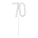 Crystal Rhinestone 70th Anniversary Cake Topper Party Birthday Favors Cake Decorating DIY Photo Props Silver