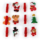 12pcs Cute Christmas Pattern Wooden Clips Clothespins Home Decor Kids Toy