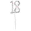 Crystal Rhinestone 18th Anniversary Cake Topper Party Birthday Favors Cake Decorating DIY Photo Props Silver