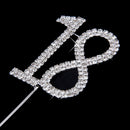 Crystal Rhinestone 18th Anniversary Cake Topper Party Birthday Favors Cake Decorating DIY Photo Props Silver