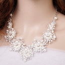Set Of Women Girls Ladies Necklace With Earrings Wedding Engagement Prom Party Accessory Silver