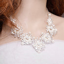 Set Of Women Girls Ladies Necklace With Earrings Wedding Engagement Prom Party Accessory Silver