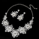 Set Of Women Girls Ladies Necklace With Earrings Wedding Engagement Prom Party Accessory Silver
