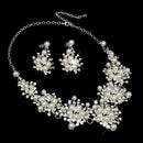 Set Of Women Girls Ladies Necklace With Earrings Wedding Engagement Prom Party Accessory Silver