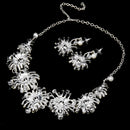 Set Of Women Girls Ladies Necklace With Earrings Wedding Engagement Prom Party Accessory Silver