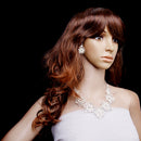 Set Of Women Girls Ladies Necklace With Earrings Wedding Engagement Prom Party Accessory Silver