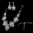 Set Of Women Girls Ladies Necklace With Earrings Wedding Engagement Prom Party Accessory Silver