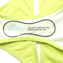 Fashionable Low Rise Full Lined Highly Elastic Polyamide Fabric Bikini Swimwear Swimsuit Greenish Yellow S