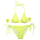 Fashionable Low Rise Full Lined Highly Elastic Polyamide Fabric Bikini Swimwear Swimsuit Greenish Yellow S