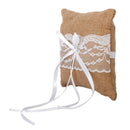 Vintage Burlap Jute Lace Pocket Ring Pillow Cushion Wedding Party Anniversary Supplies 15cmx15cm