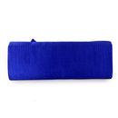 Women Girls Ladies Fashionable Glossy Satin Rose Flower Chain Strap Purse Handbag Clutch Wedding Party Accessory Blue