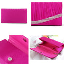 Set Of Women Fashionable Glossy Satin Rose Flower Handbag Purse Clutch With Chain Party Bridal Club Accessory Gold