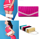Set Of Women Fashionable Glossy Satin Rose Flower Handbag Purse Clutch With Chain Party Bridal Club Accessory Gold