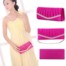 Set Of Women Fashionable Glossy Satin Rose Flower Handbag Purse Clutch With Chain Party Bridal Club Accessory Gold