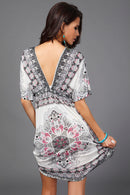 Women Girls Ladies Mini Short Sleeves V Neck Summer Dress Clothing Outfit Accessory White XL