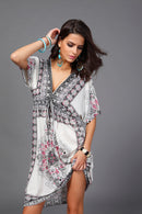 Women Girls Ladies Mini Short Sleeves V Neck Summer Dress Clothing Outfit Accessory White XL