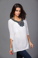 Women Girls Summer Party Casual Clothing Fashion Neck Embroidery Half-Sleeve Plus Size Autumn Loose Blouses Shirt Top White 3XL