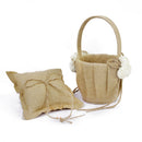Burlap Jute Satin Rose Flower Girl Basket Rustic Country Theme Wedding