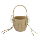 Burlap Jute Satin Rose Flower Girl Basket Rustic Country Theme Wedding