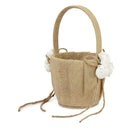 Burlap Jute Satin Rose Flower Girl Basket Rustic Country Theme Wedding