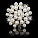 Women Girls Ladies Fashionable Crystal Faux Pearl Brooch Pin Wedding Bridal Supplies