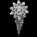 Crystal Rhinestone Flower Brooch Bouquet Pin Pendant Tassel Design Silver
