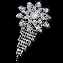 Crystal Rhinestone Flower Brooch Bouquet Pin Pendant Tassel Design Silver
