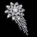 Crystal Rhinestone Flower Brooch Bouquet Pin Pendant Tassel Design Silver
