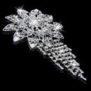 Crystal Rhinestone Flower Brooch Bouquet Pin Pendant Tassel Design Silver