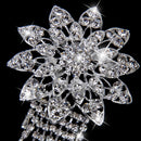 Crystal Rhinestone Flower Brooch Bouquet Pin Pendant Tassel Design Silver