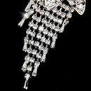 Crystal Rhinestone Flower Brooch Bouquet Pin Pendant Tassel Design Silver