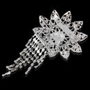 Crystal Rhinestone Flower Brooch Bouquet Pin Pendant Tassel Design Silver