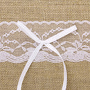 Set Of Lace Embellished Burlap Guest Book With Pen And Stand Wedding Party Supplies