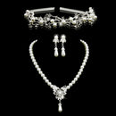 Vintage Long Pendant Style Rhinestone Faux Pearl Necklace Earrings Set Wedding Party Supplies