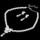 Vintage Long Pendant Style Rhinestone Faux Pearl Necklace Earrings Set Wedding Party Supplies