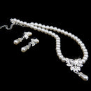Vintage Long Pendant Style Rhinestone Faux Pearl Necklace Earrings Set Wedding Party Supplies