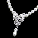 Vintage Long Pendant Style Rhinestone Faux Pearl Necklace Earrings Set Wedding Party Supplies