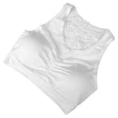 Women Girls Ladies Fashionable Hollow Crochet Flower Back Design Cotton Blend Crop Top Vest Blouse Bra White