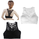 Women Girls Ladies Fashionable Hollow Crochet Flower Back Design Cotton Blend Crop Top Vest Blouse Bra Black