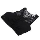 Women Girls Ladies Fashionable Hollow Crochet Flower Back Design Cotton Blend Crop Top Vest Blouse Bra Black