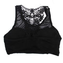 Women Girls Ladies Fashionable Hollow Crochet Flower Back Design Cotton Blend Crop Top Vest Blouse Bra Black