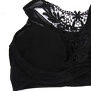 Women Girls Ladies Fashionable Hollow Crochet Flower Back Design Cotton Blend Crop Top Vest Blouse Bra Black