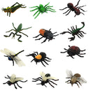 Hard Plastic 12 Pieces Various Insect Animals Model Colorful Display Figures Kid Toys Tools Funny Education