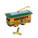Vintage Tram Trolley Streetcar Tin Toy Collectible Gift with Wind Up Key