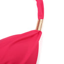Women Girls Ladies Elastic Comfortable One Side Cut Tie At Neck Bikini Swimsuit Swimwear XL Red