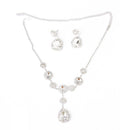 Set Of Fashionable Women Girls Ladies Necklace with Earrings Wedding Party Engagement Supplies Silver