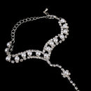 Women Girls Ladies Pearl Rhinestone Bangle Bracelet With Ring Cuff Chain Wedding Party Supplies