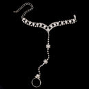 Women Girls Ladies Pearl Rhinestone Bangle Bracelet With Ring Cuff Chain Wedding Party Supplies